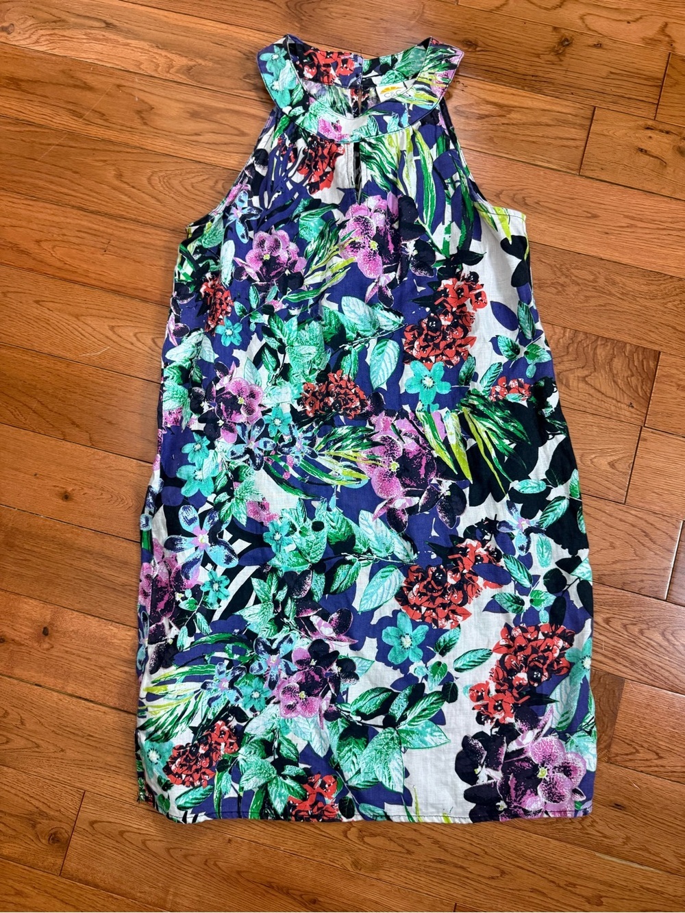 C&C California 100% Linen Floral Halter Mini Dress NWOT